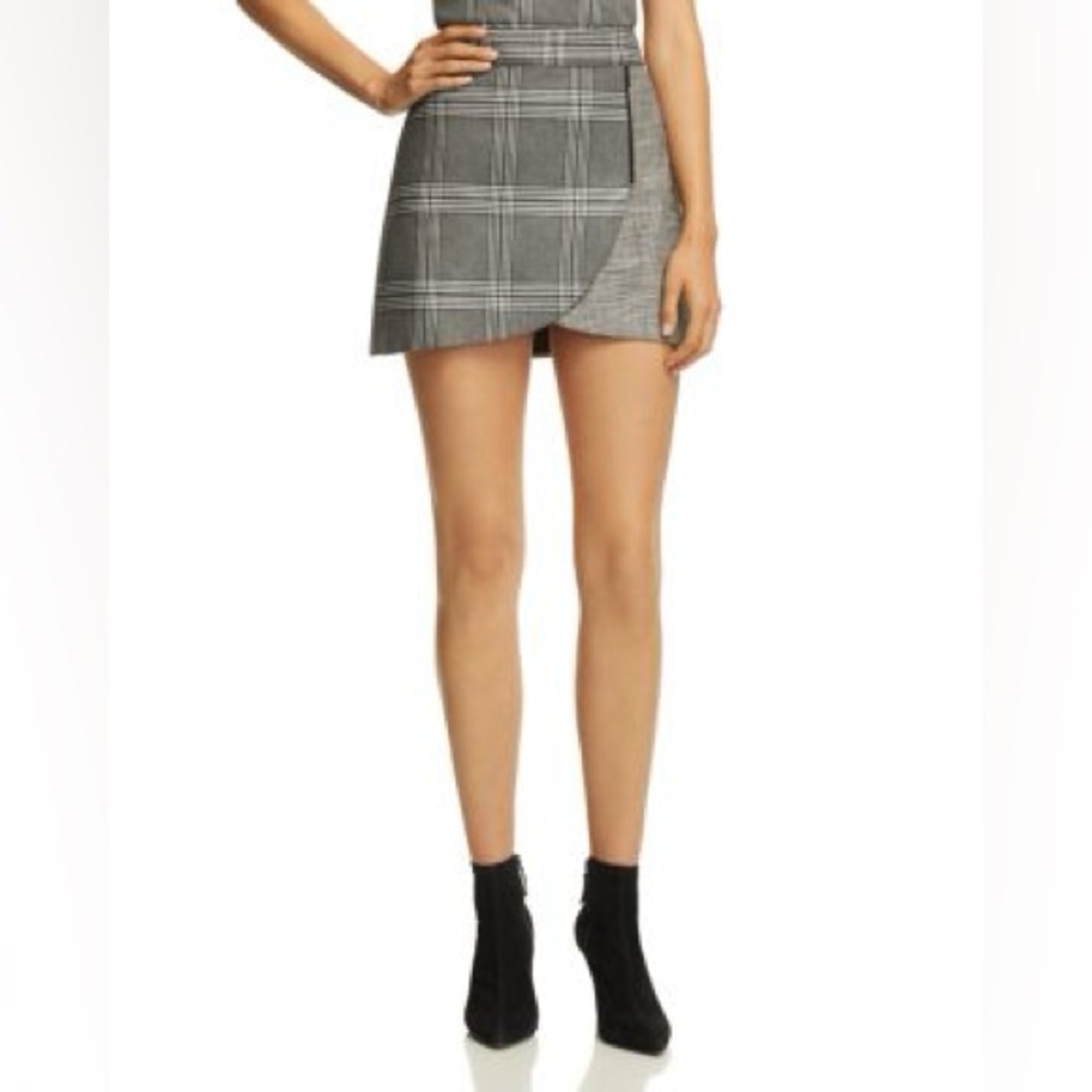Alice + Olivia Lennon Zip Detail Plaid Mini Skirt